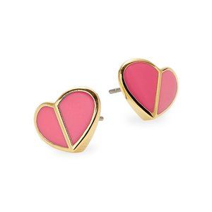 Kate Spade Heritage Spade Heart Stud Earrings in Flamingo Pink (NWT)